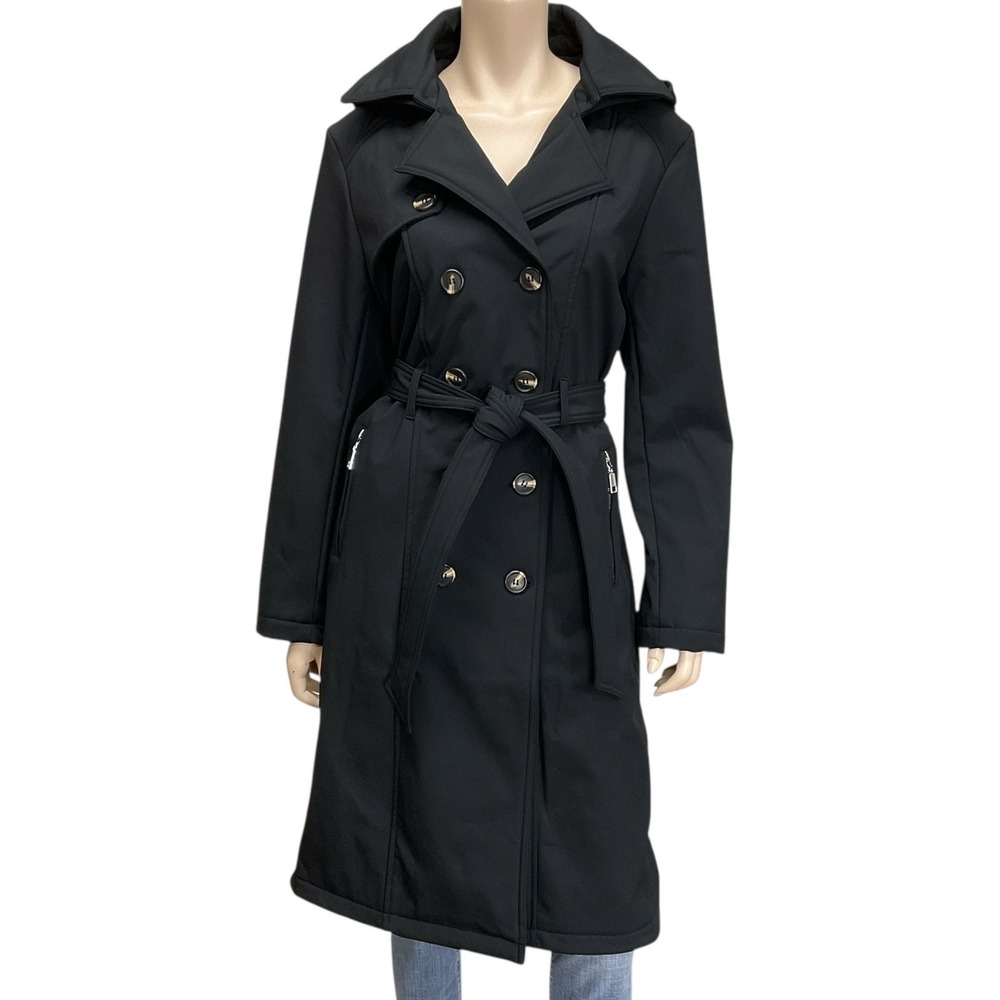 Rebecca Minkoff Coat Women Large Black Trench Double Breasted JW-402 NWT